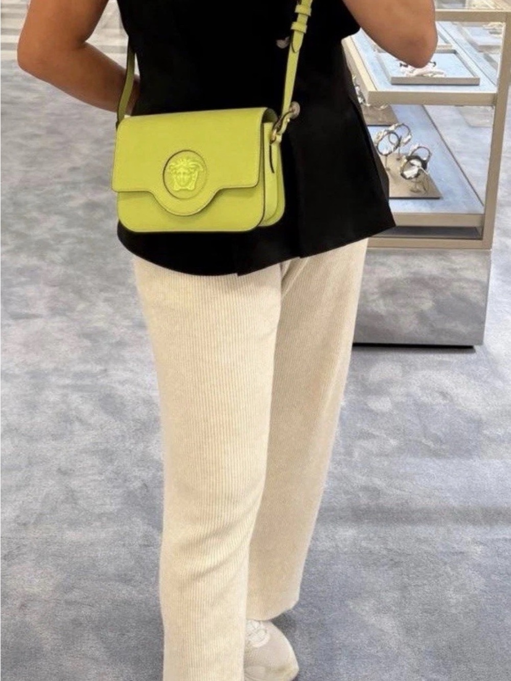 Versace Lime Green Leather Medusa Crossbody Bag $1600 Authentic
